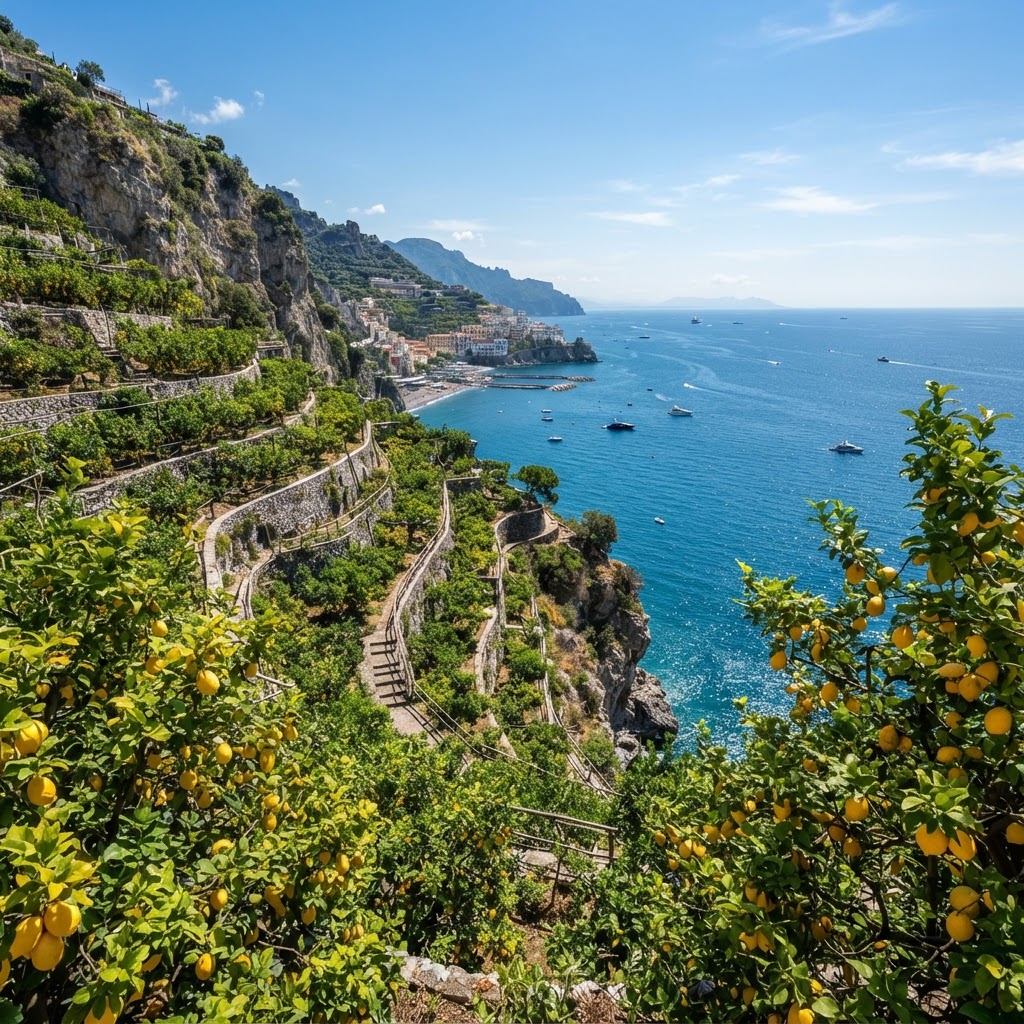 Amalfi Lemon Trees Against Blue Sea: A Mediterranean Icon 31 Amalfi Lemon Trees Against Blue Sea: A Mediterranean Icon